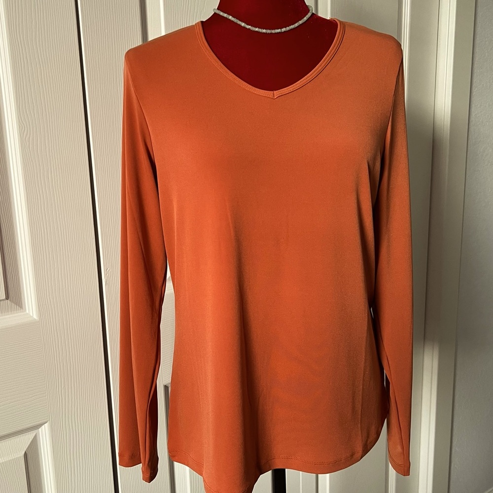 Susan Graver liquid knit long sleeve v-neck top
